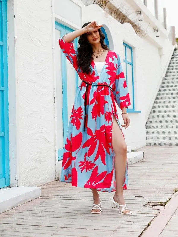 Floral Chiffon Maxi Dress With Slit