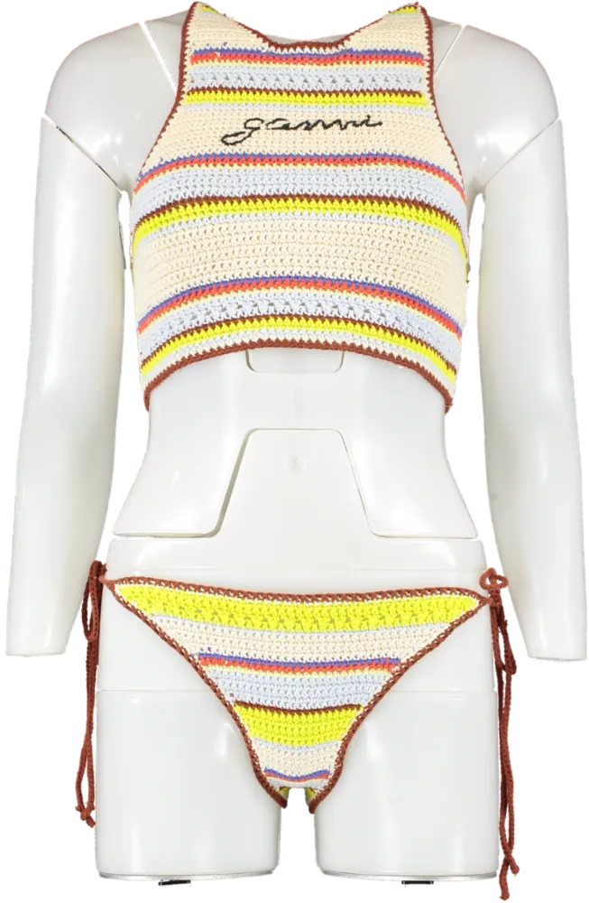 Ganni Multicoloured Crochet Bikini UK 6