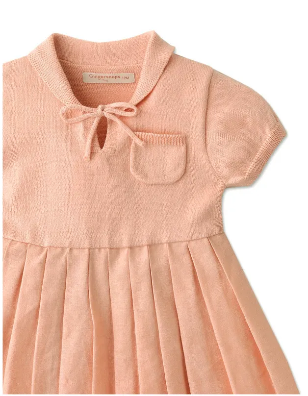 GINGERSNAPS SS24 Baby Marina Combination Dress with Knit top and Pleated Linen Skirt