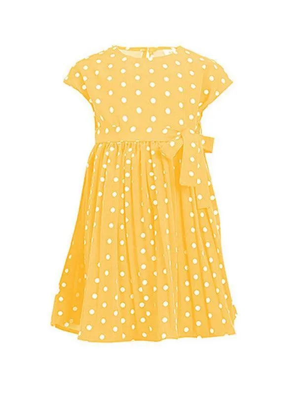 Girls Sleeveless Dotted Dress