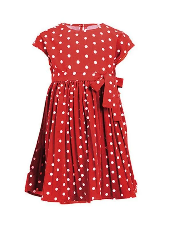 Girls Sleeveless Dotted Dress