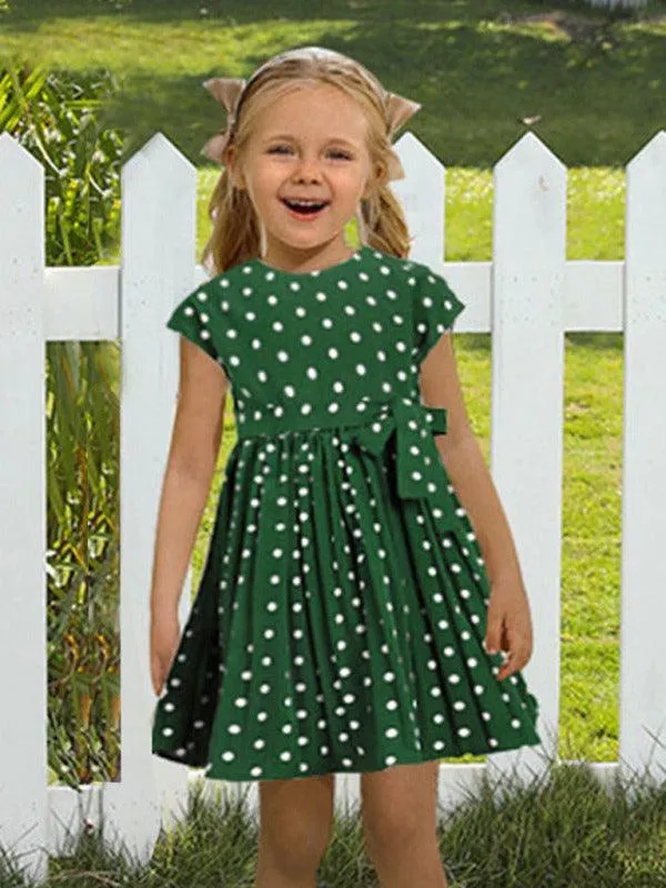 Girls Sleeveless Dotted Dress