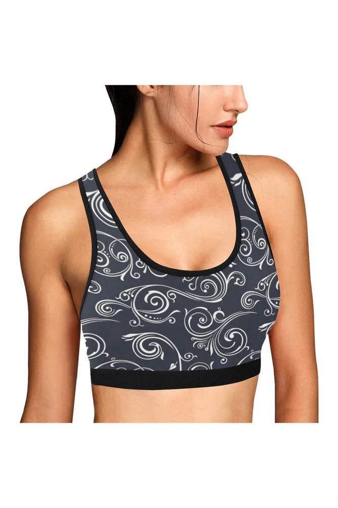 Gray Scroll Sports Bra