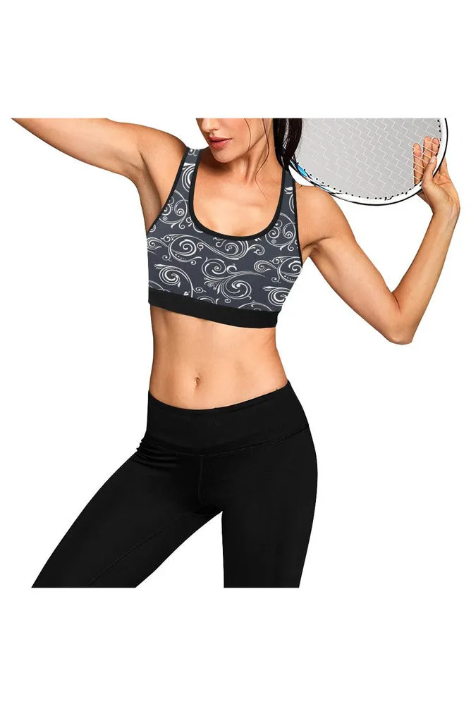 Gray Scroll Sports Bra