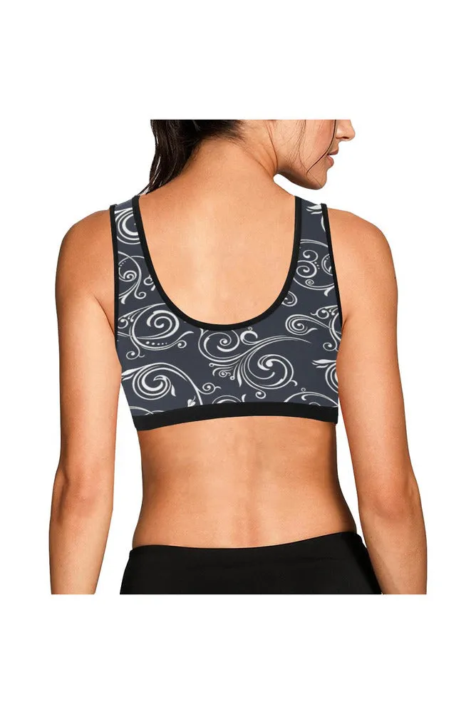 Gray Scroll Sports Bra