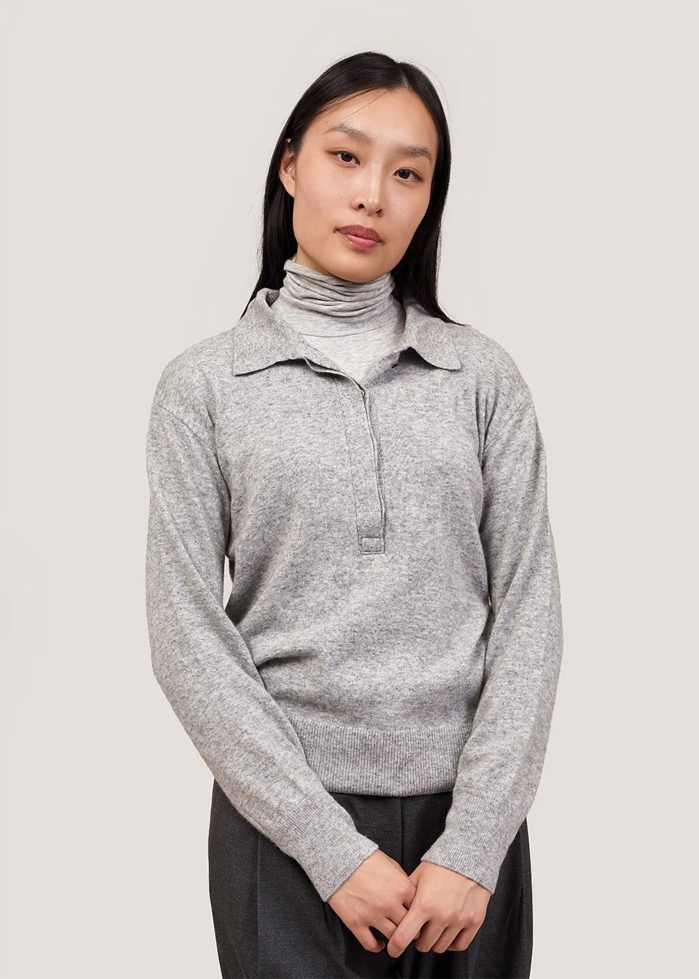 Heather Grey Roll Neck Jersey Top