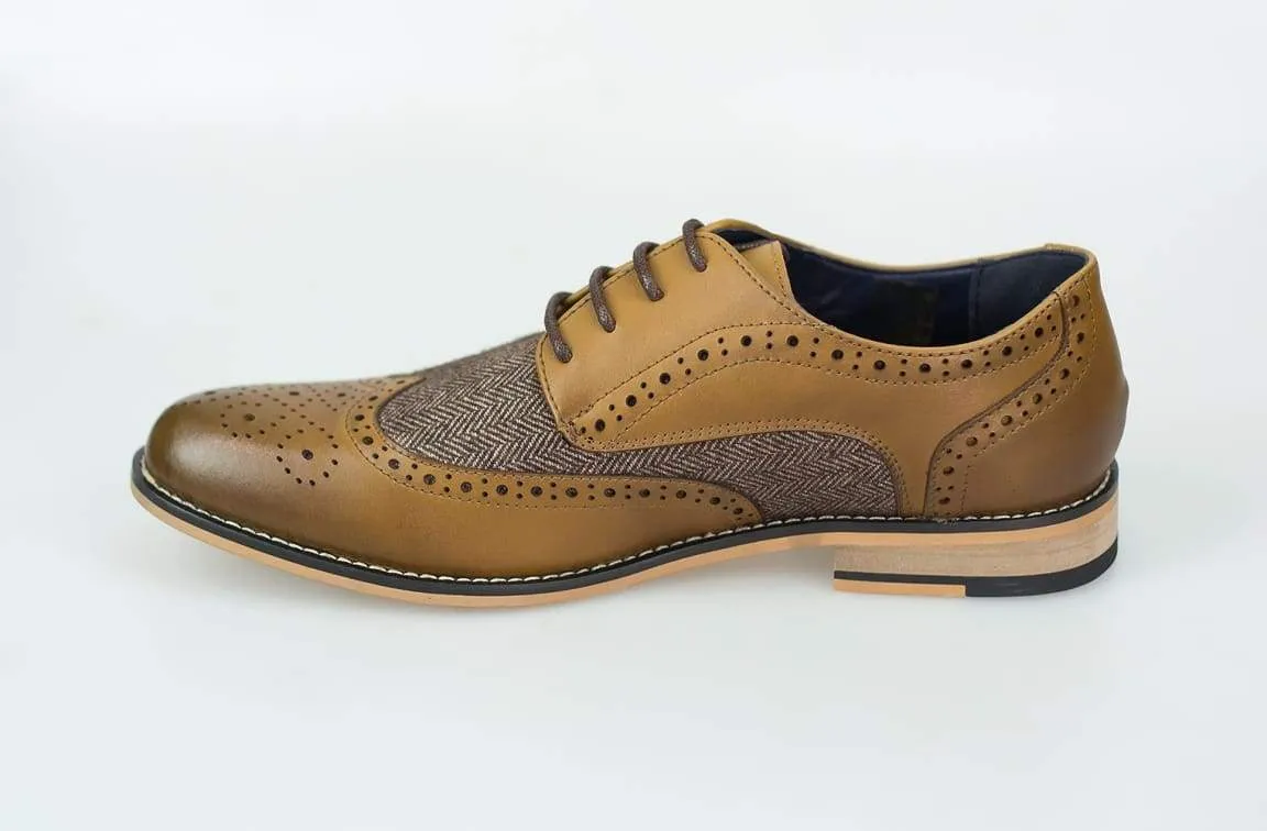 Horatio Tan Tweed Brogue Shoes