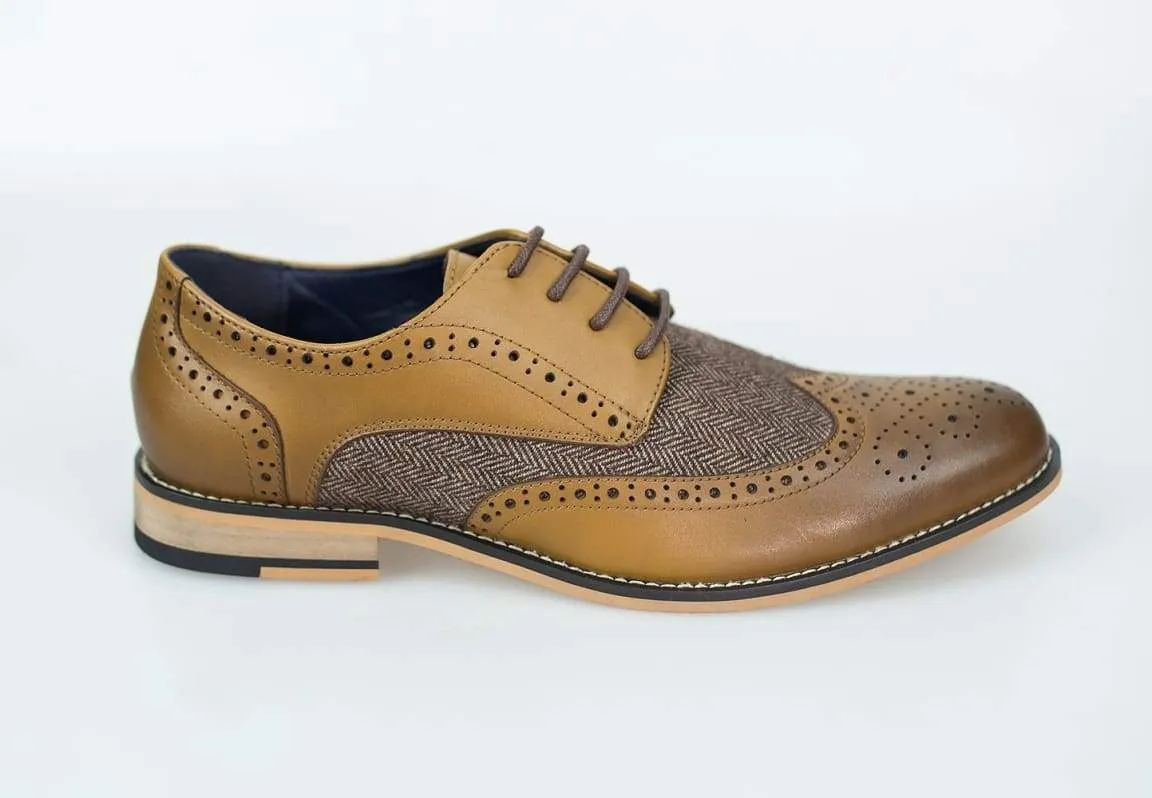 Horatio Tan Tweed Brogue Shoes