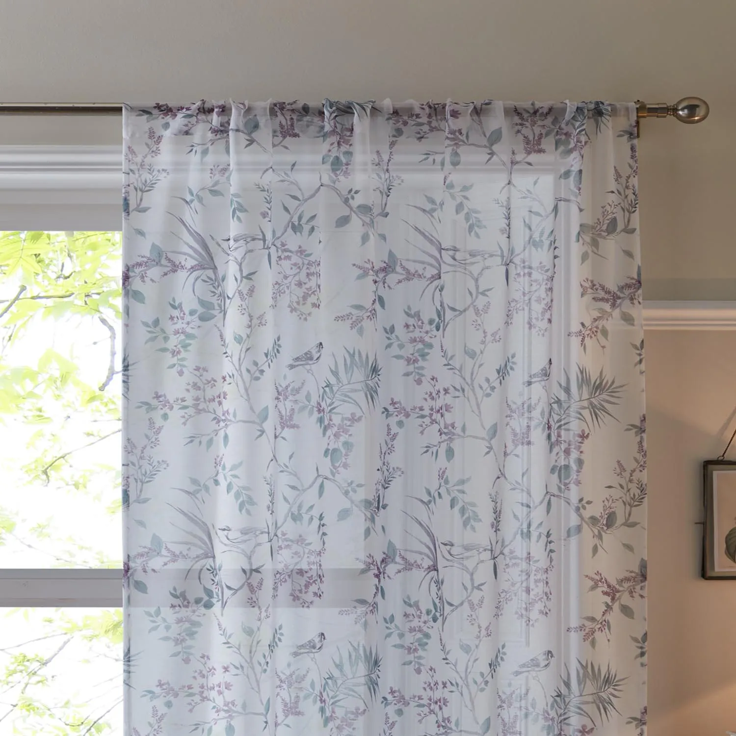 Jacey Heather Voile Curtains Pair 55 X 54