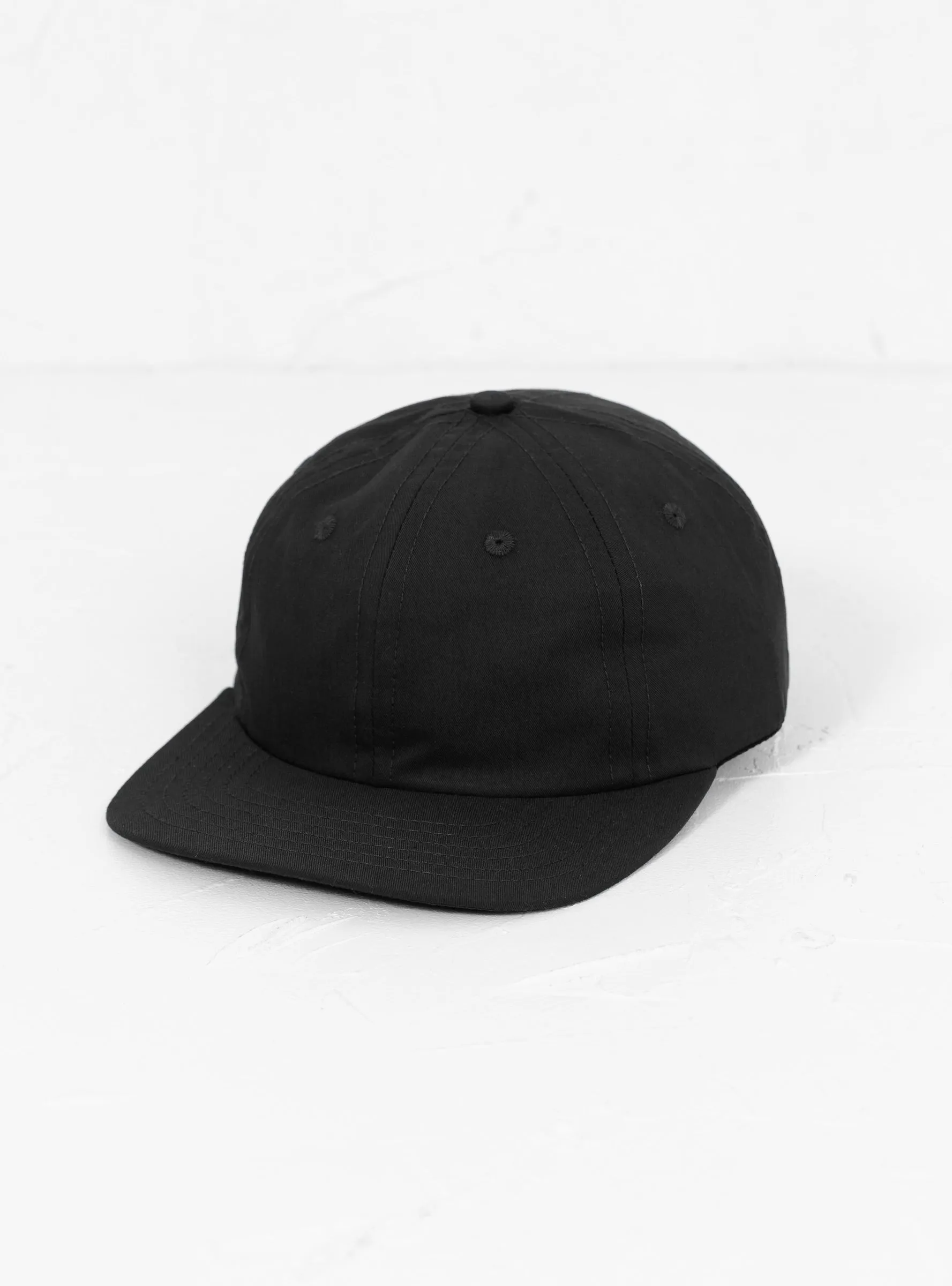 Japanese Cotton Nylon 6 Panel Cap Black