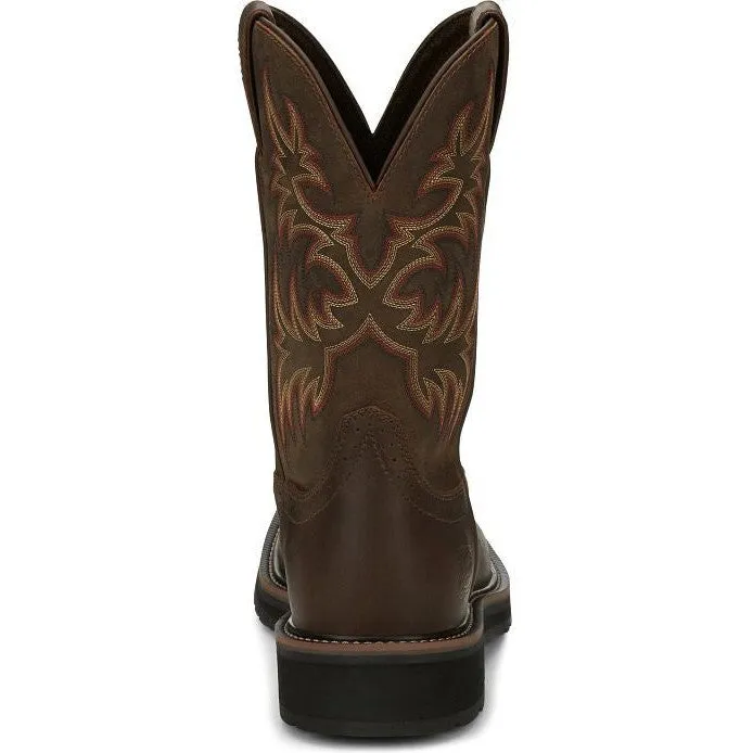 Justin Men's Driller 11 Square Toe Western Work Boot -Brown- SE4681