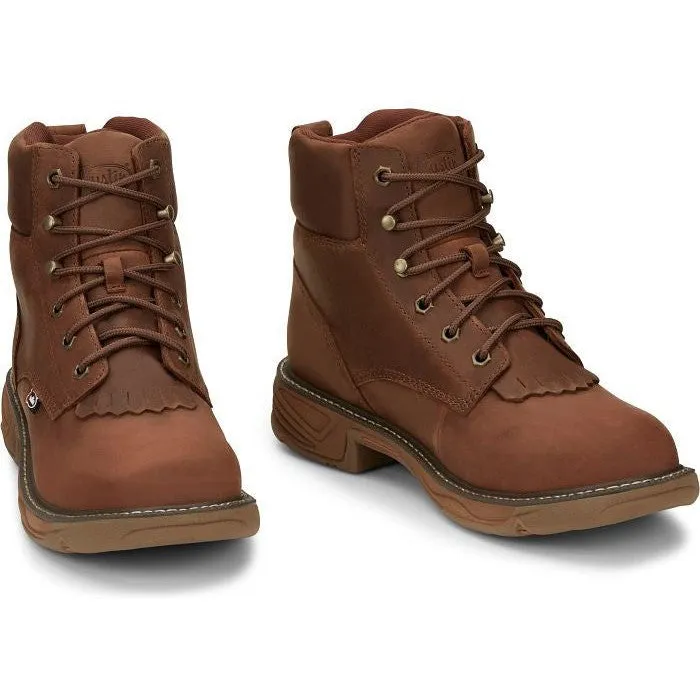 Justin Men's Rush 6 Waterproof Western Work Boot -Brown- SE465