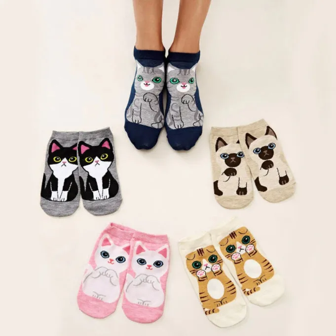 Kawaii Cute Ankle Socks - Siamese Cat