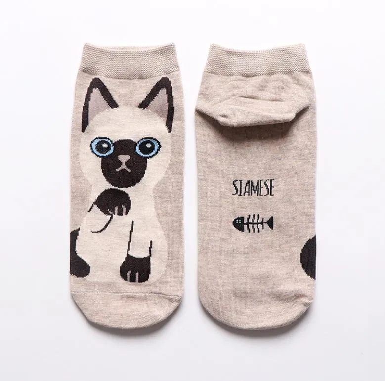 Kawaii Cute Ankle Socks - Siamese Cat