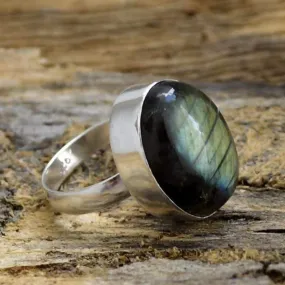 Labradorite Gemstone Ring, 925 Sterling Silver Jewelry