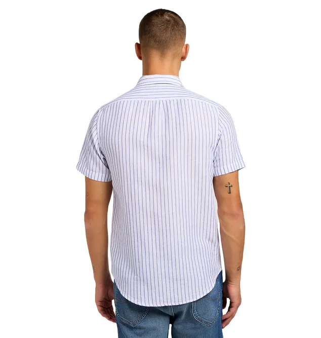 Lee striped men's short sleeve shirt 4112349347 blue