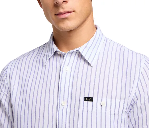 Lee striped men's short sleeve shirt 4112349347 blue