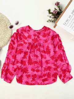 Long sleeve floral print blouse