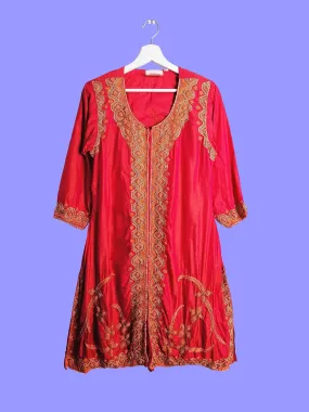 LOVELEEN Authentic Indian Silk Beaded Kurti Top/ Dress - size S-M