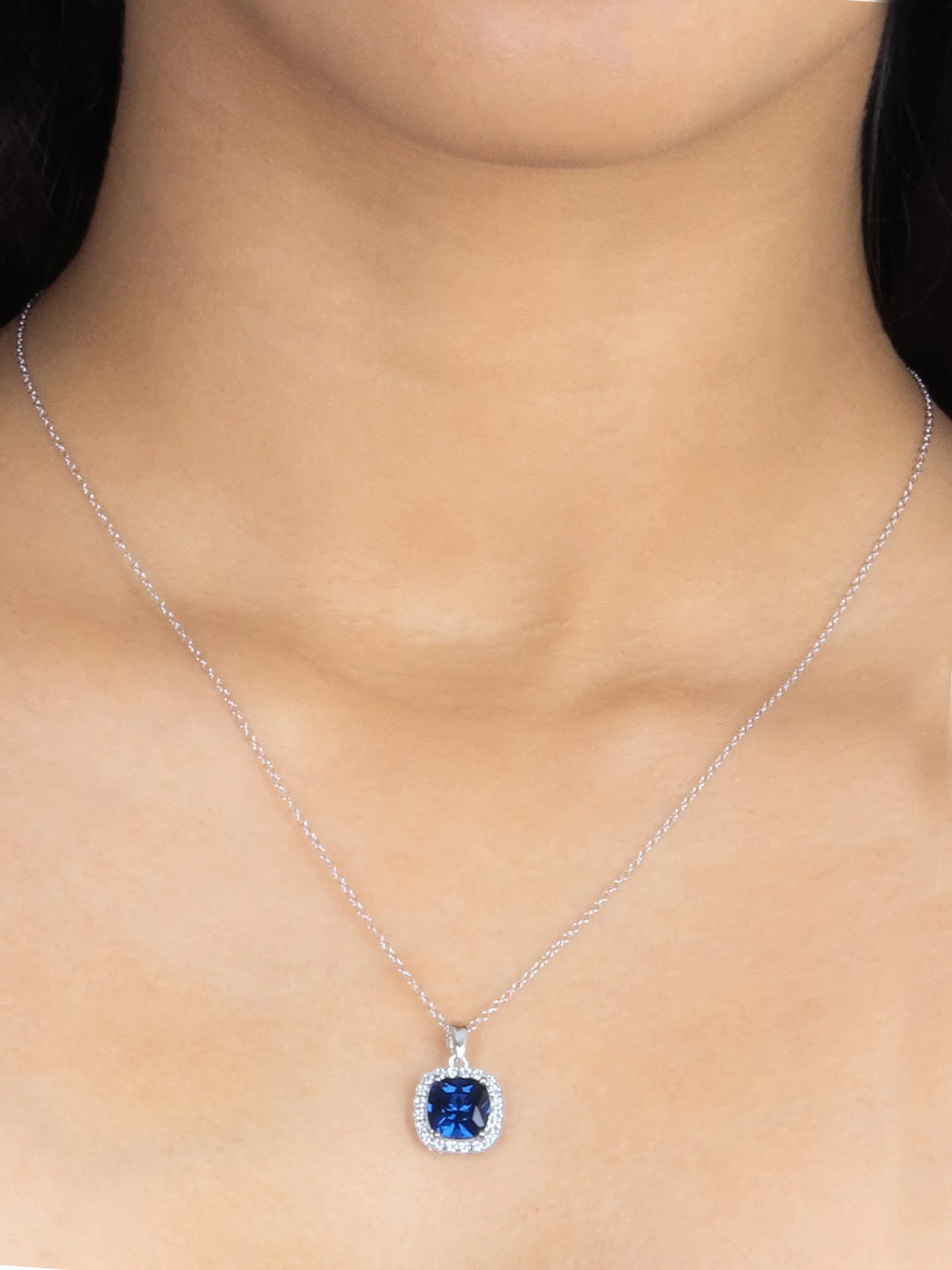 Maya Cushion Cut Blue Sapphire Necklace