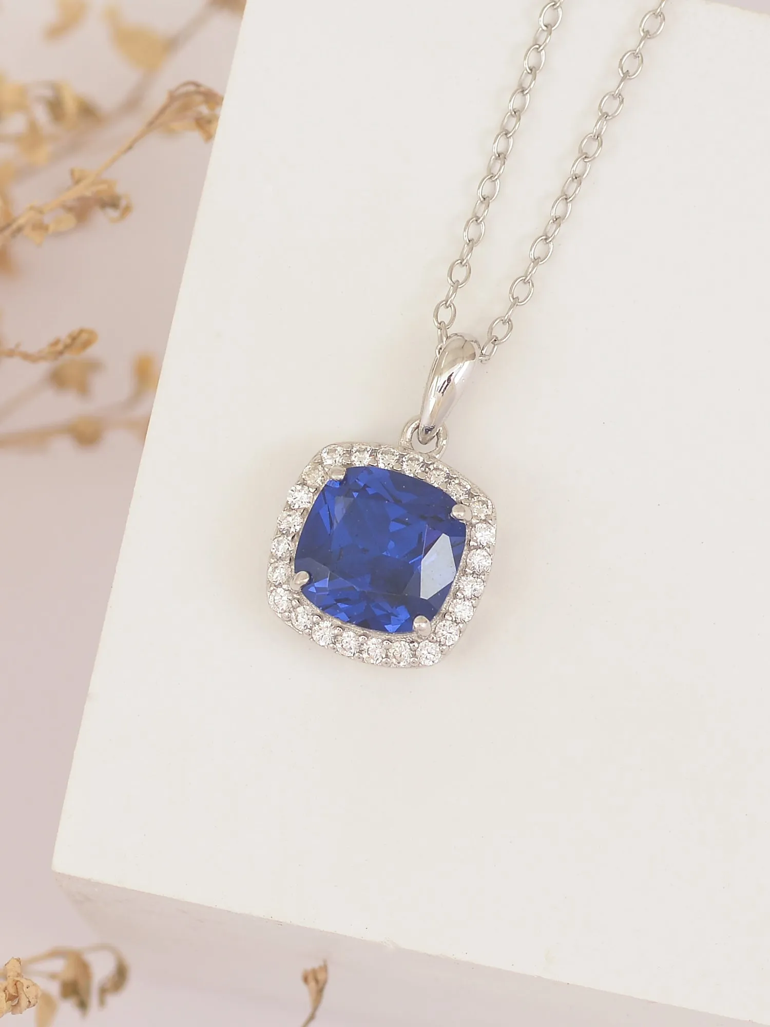 Maya Cushion Cut Blue Sapphire Necklace