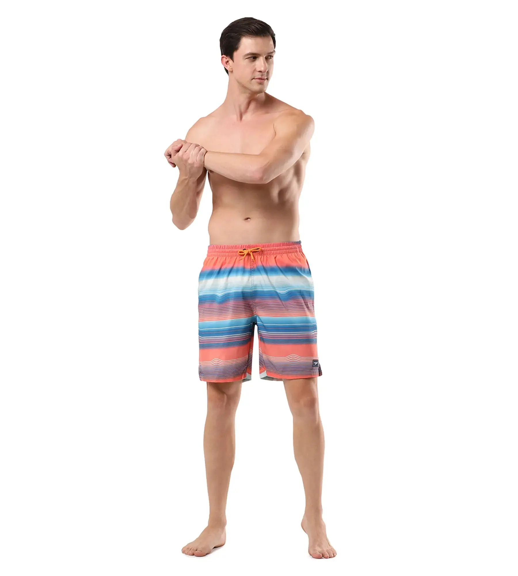 Men's Placement Leisure' Watershorts - Pumpkin Spice  &  Fandango Pink