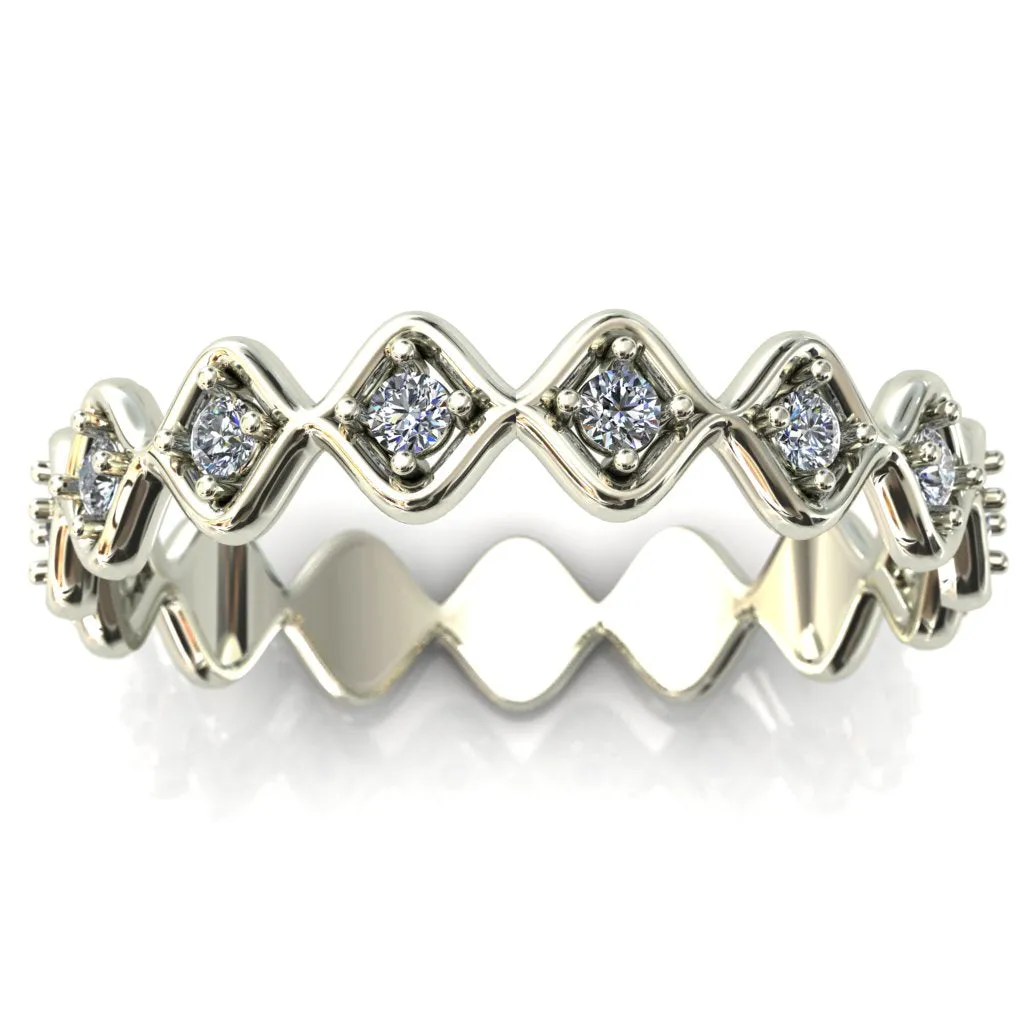 Mindful Chess Round Cut Gems Couple's Full Eternity Matching Two-Band Set