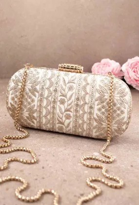 Mirai Embroidered Clutch - Cream