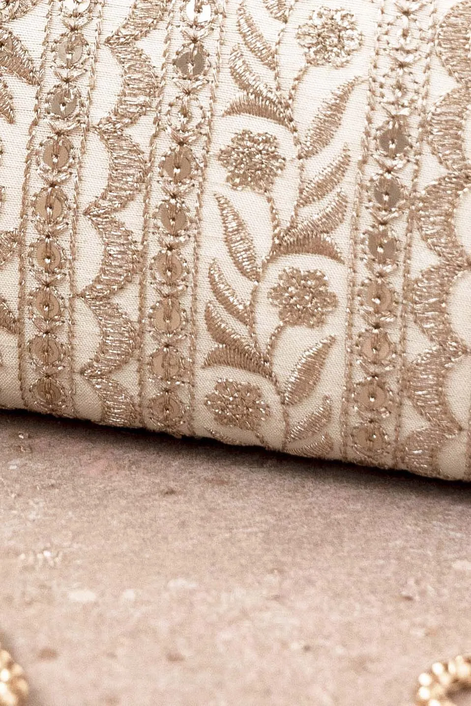 Mirai Embroidered Clutch - Cream