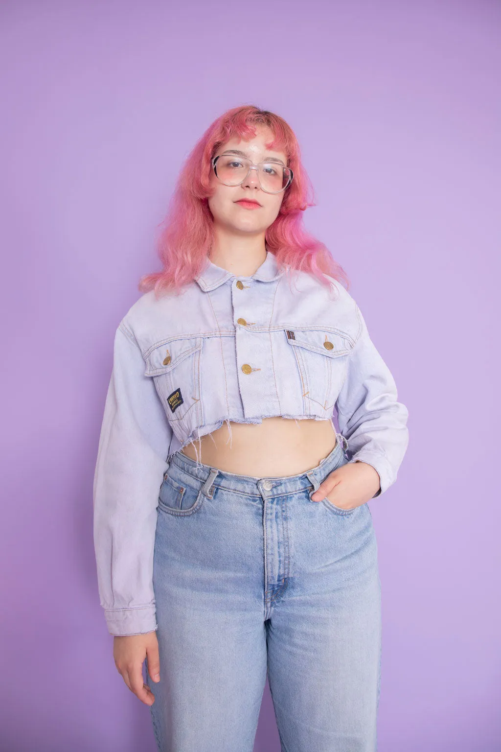 MK VINTAGE SOFT LILAC DENIM JACKET talla ML