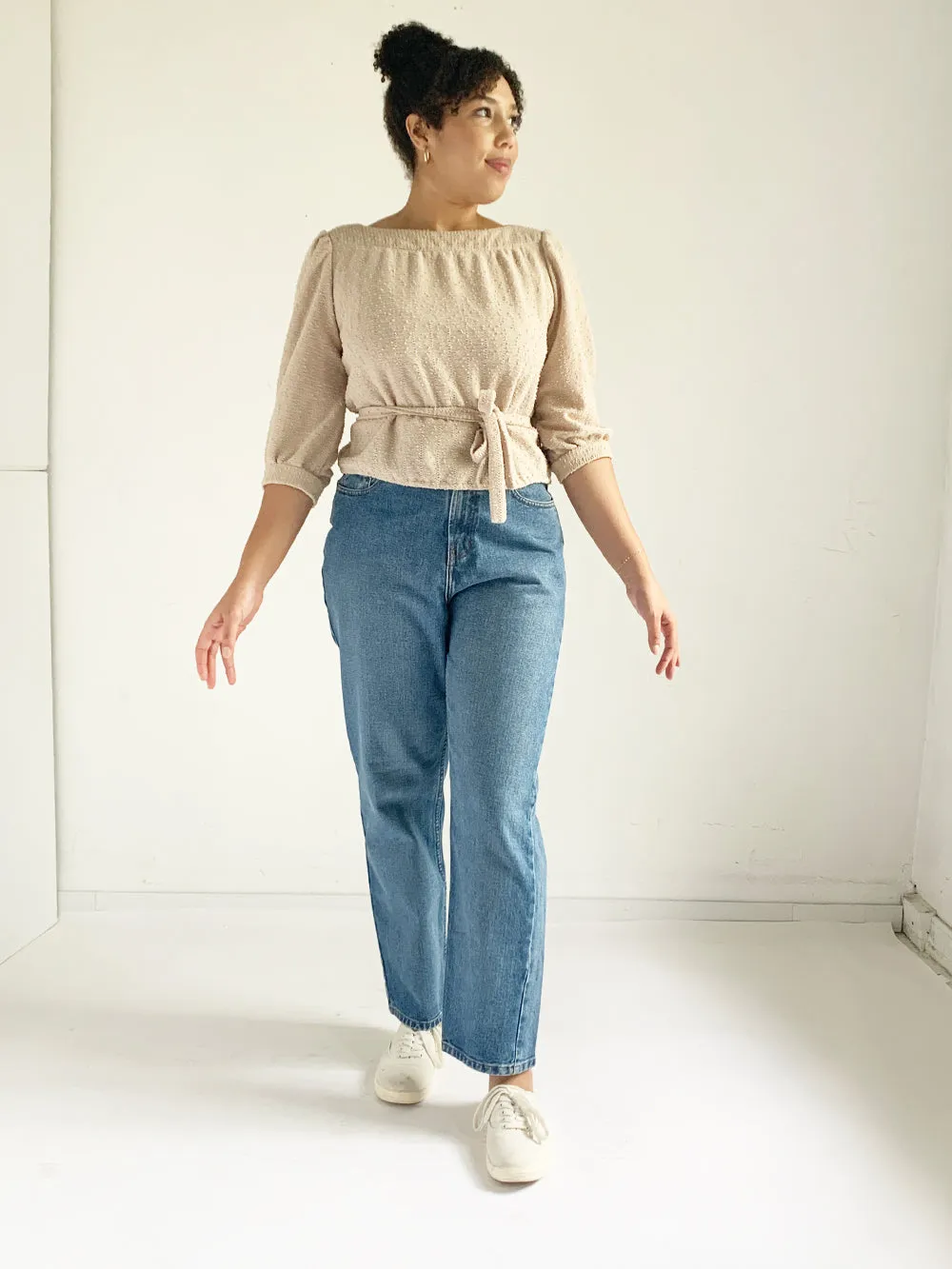 Ms Sugar Nubby Oatmeal Cropped Sweater