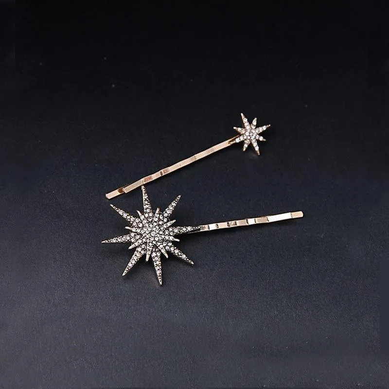 Mystical Moon Stars Rhinestone Hairpins