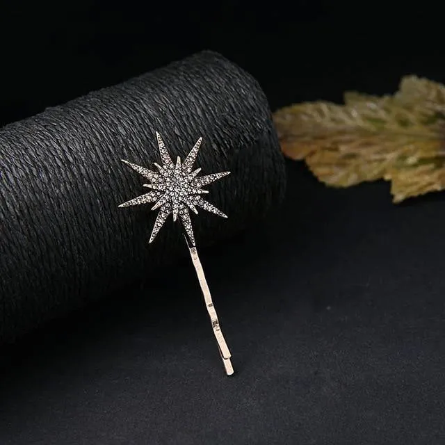 Mystical Moon Stars Rhinestone Hairpins