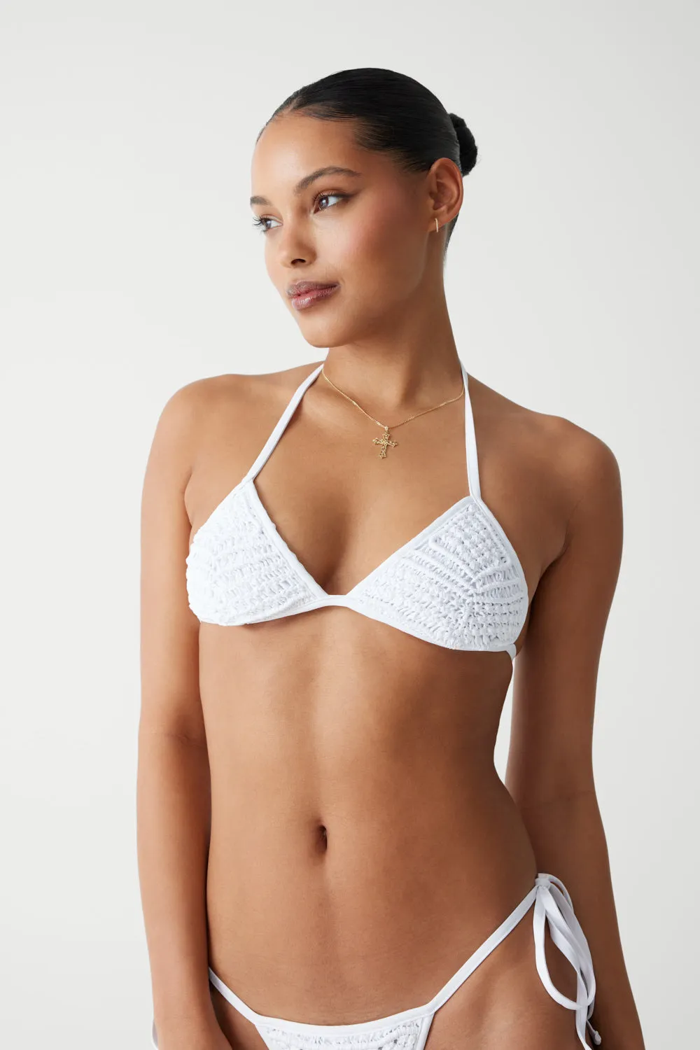 Naia Triangle Halter Bikini Top - Optic White