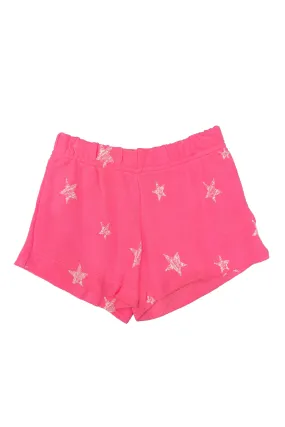 Neon Pink White Stars Shorts