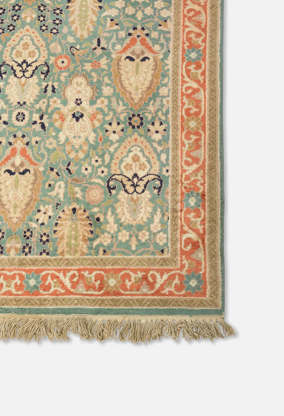 Nepalese Floral Rug / Teal Multi