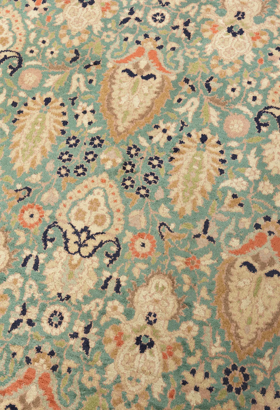 Nepalese Floral Rug / Teal Multi