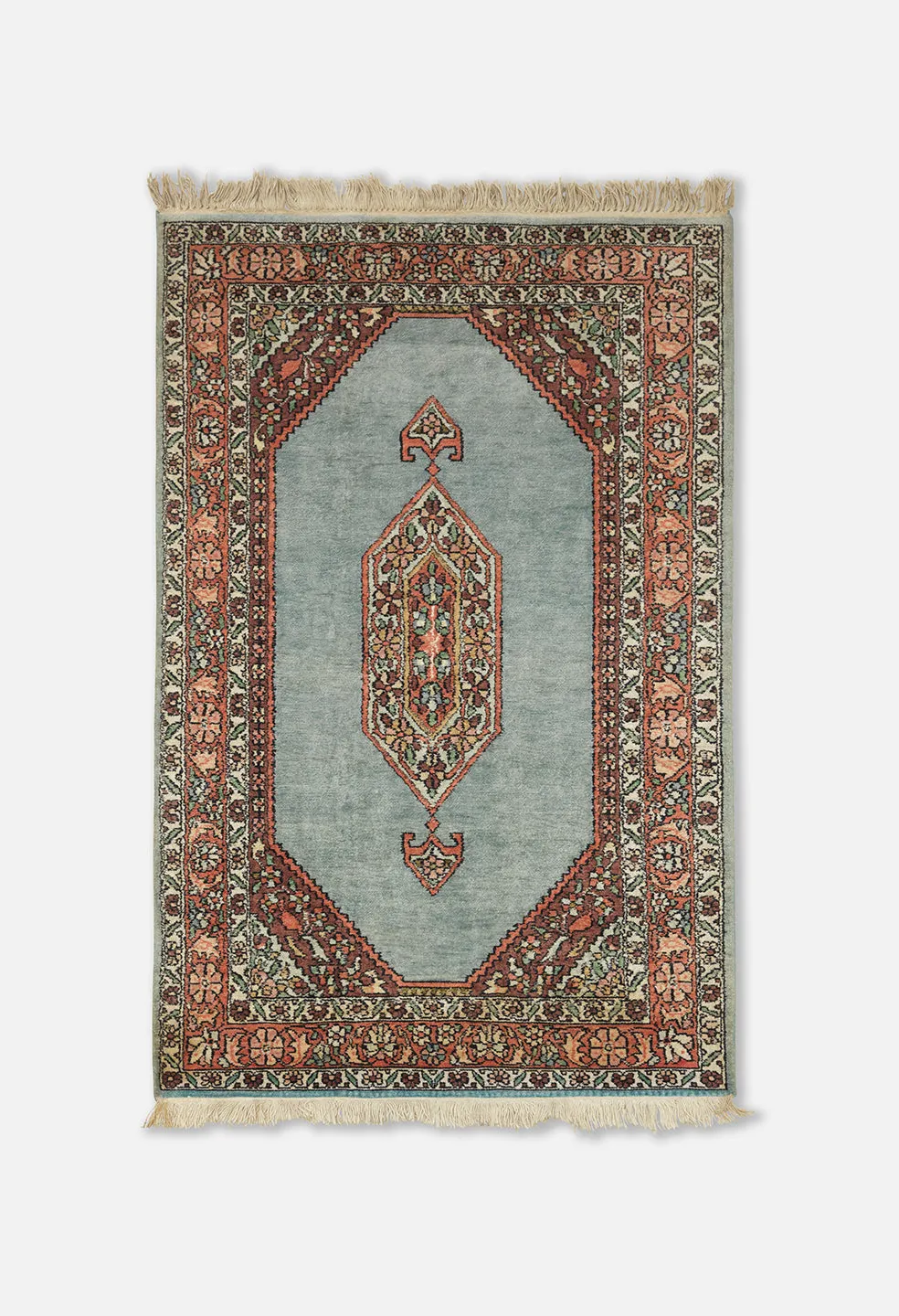 Nepalese Ornate Rug / Teal Multi