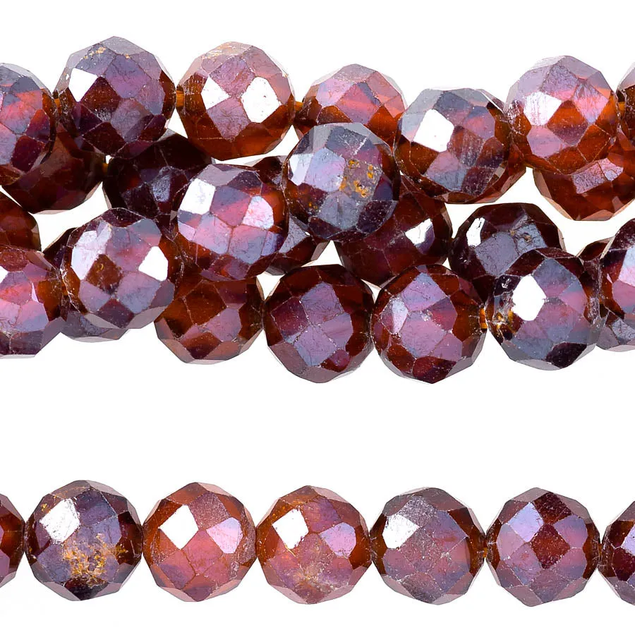 Orange Garnet Plated 4mm Round Faceted - 15-16 Inch