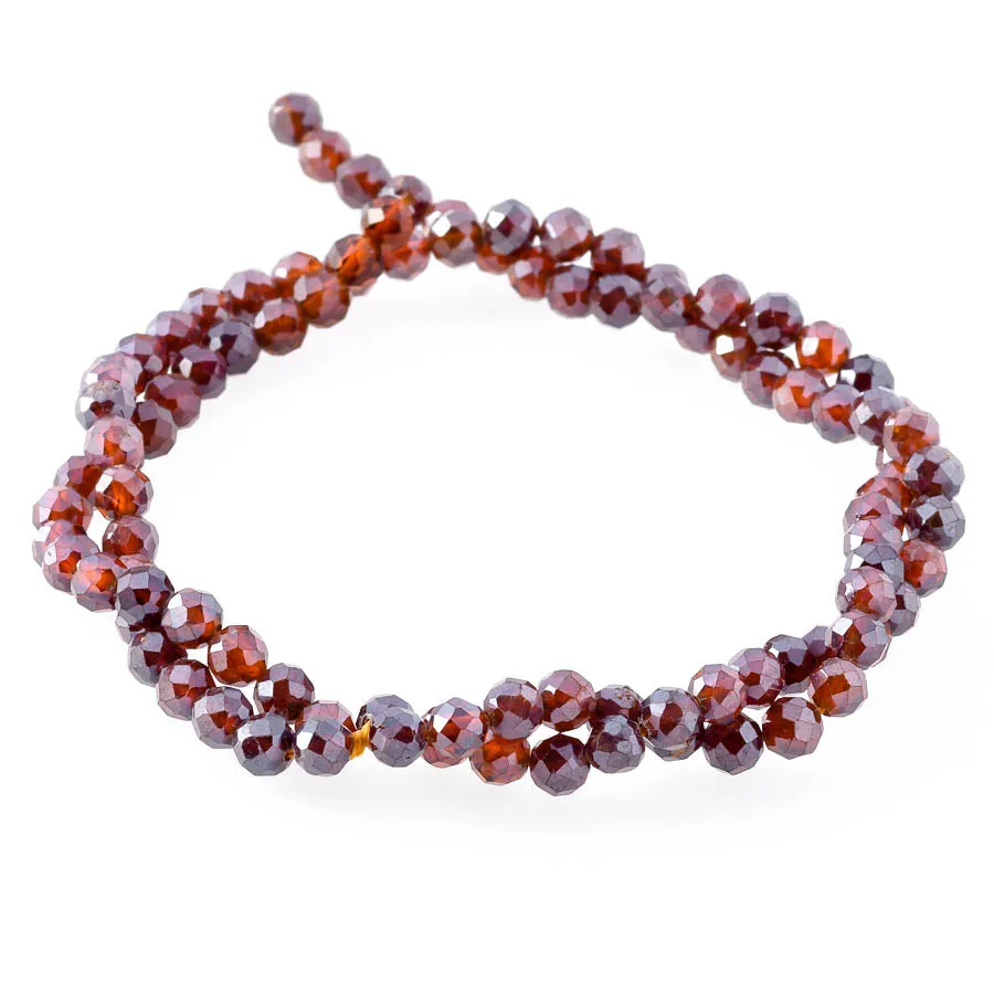 Orange Garnet Plated 4mm Round Faceted - 15-16 Inch