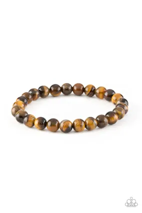 PAPARAZZI CENTERED BROWN URBAN BRACELET