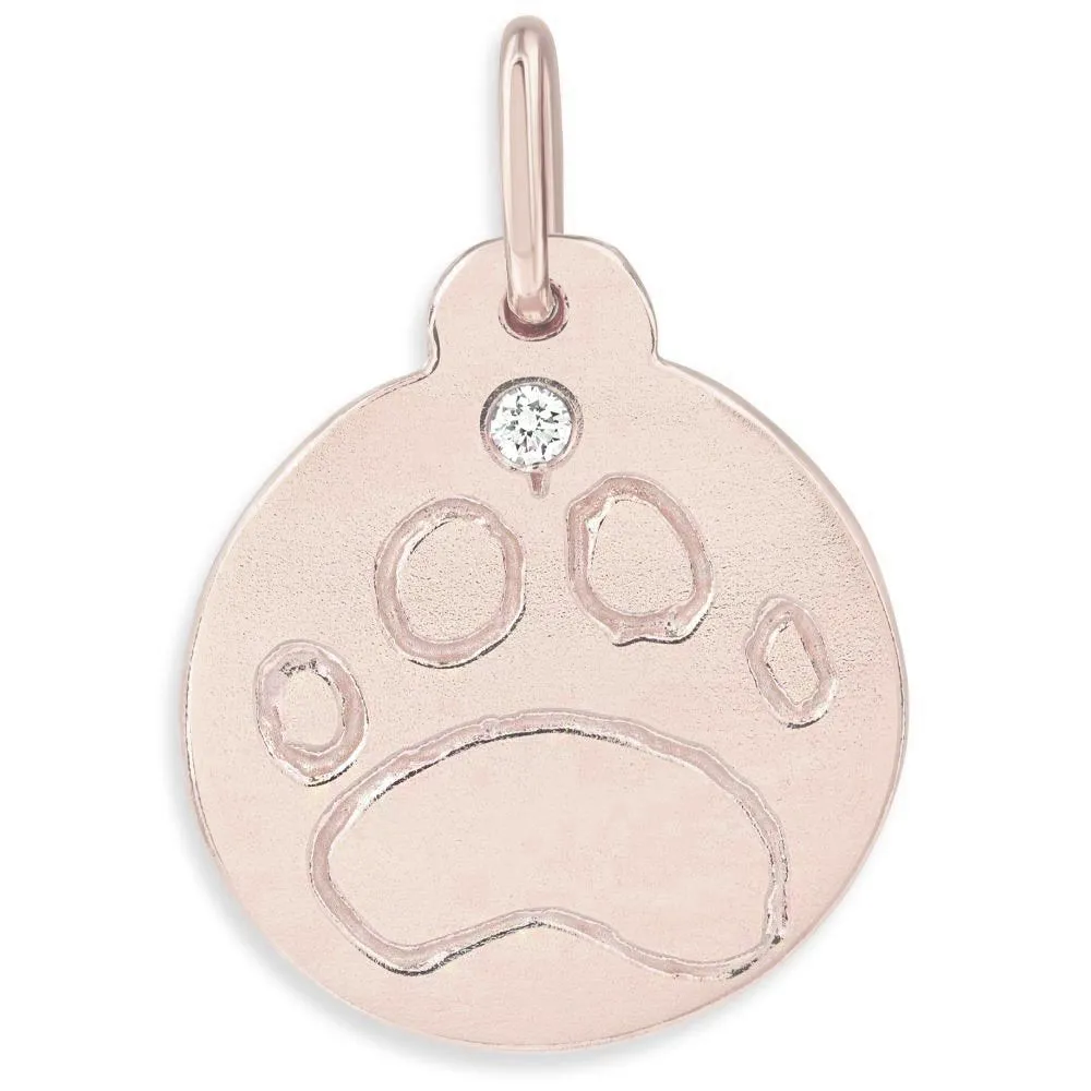 Paw Print Disk Charm With Diamond