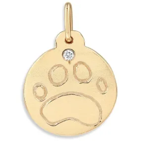 Paw Print Disk Charm With Diamond