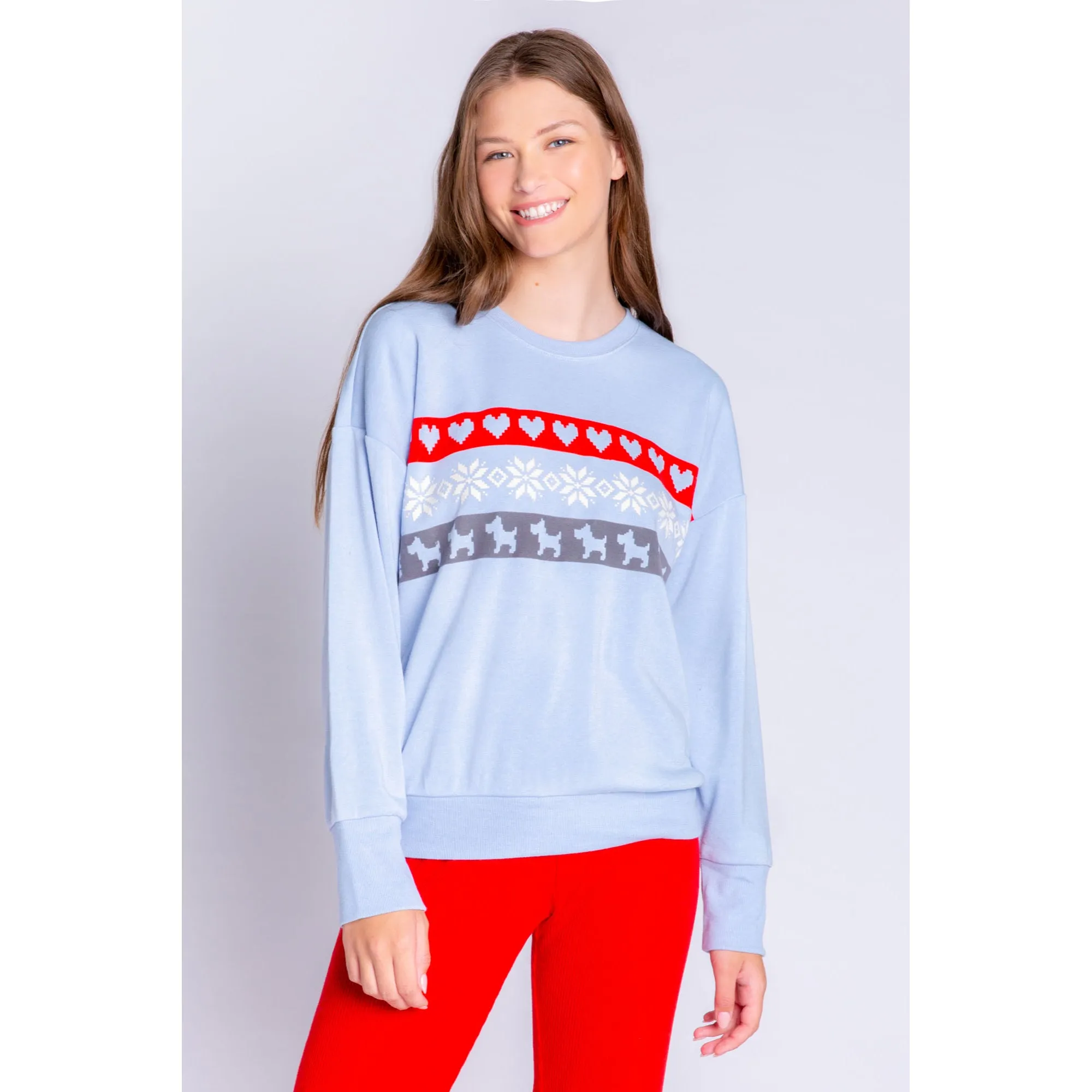 PJ Salvage Women's Starry Sky Fairisle Top - ICE BLUE