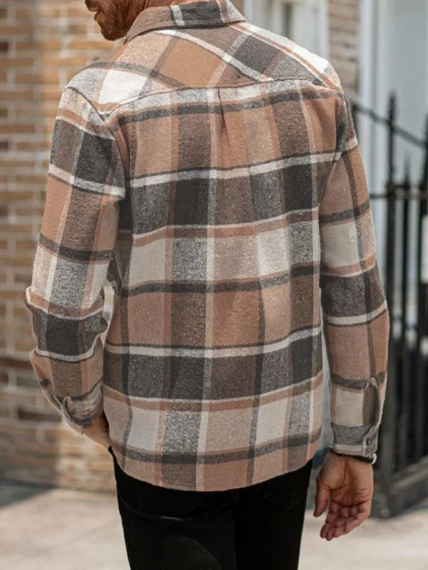 Plaid Long Sleeve Men Flannel Shirt