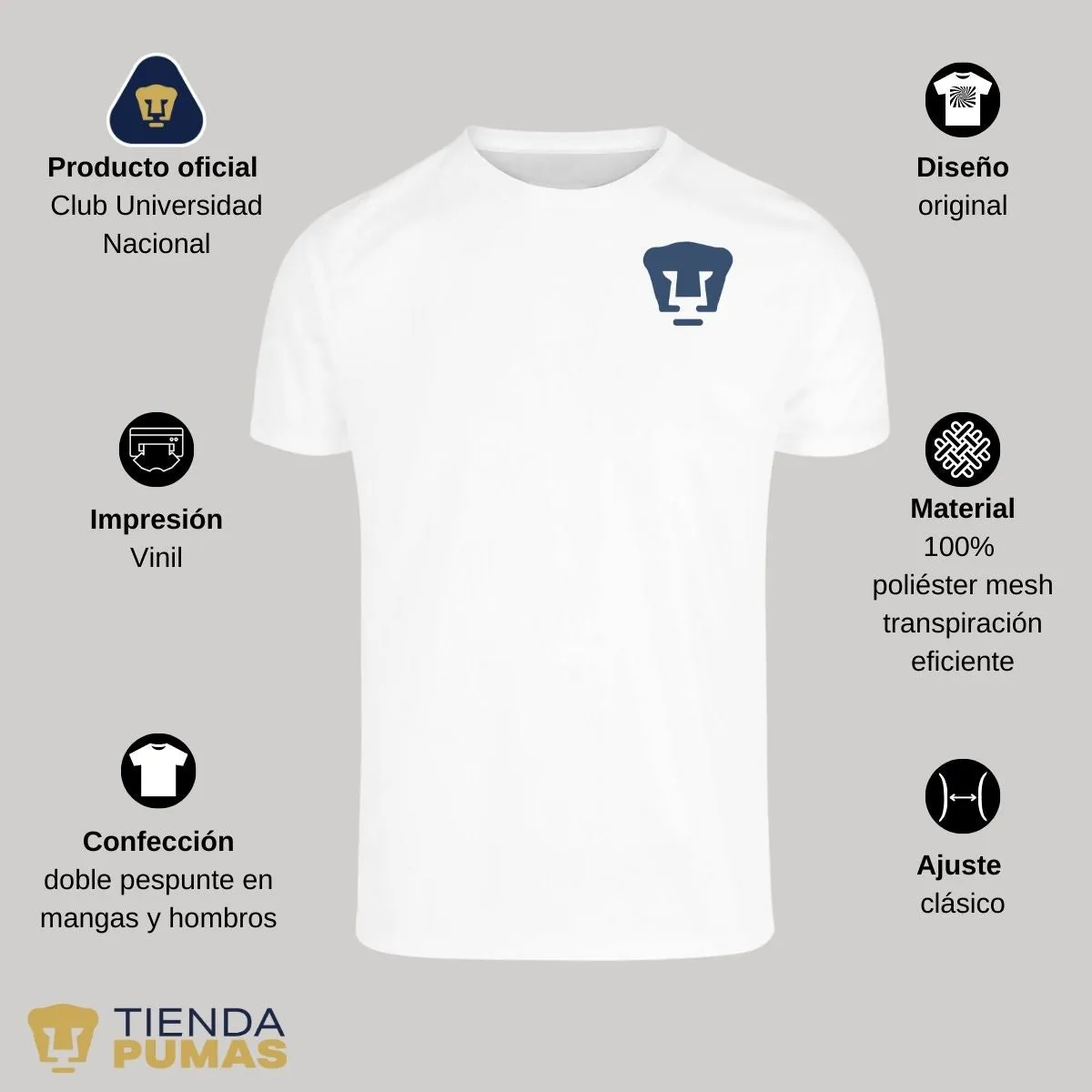 Playera transpirable Hombre Pumas UNAM Logo Azul