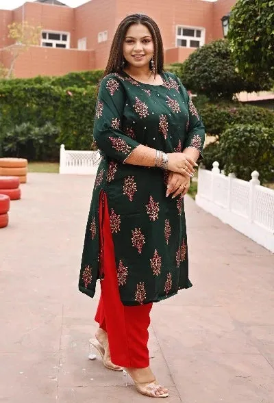 Plus Size Green Work Kurti for women