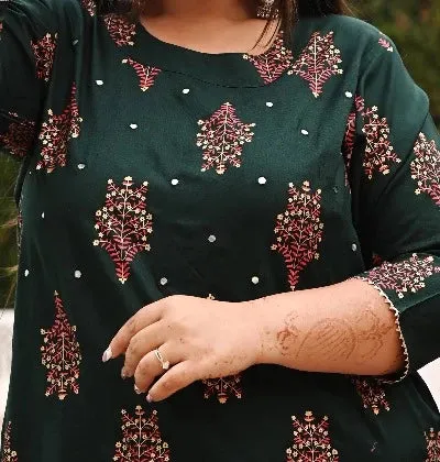 Plus Size Green Work Kurti for women