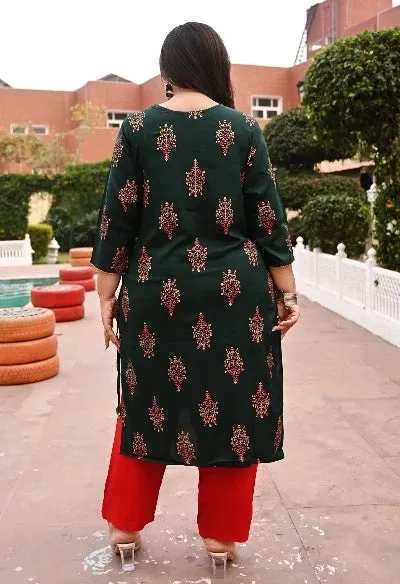 Plus Size Green Work Kurti for women