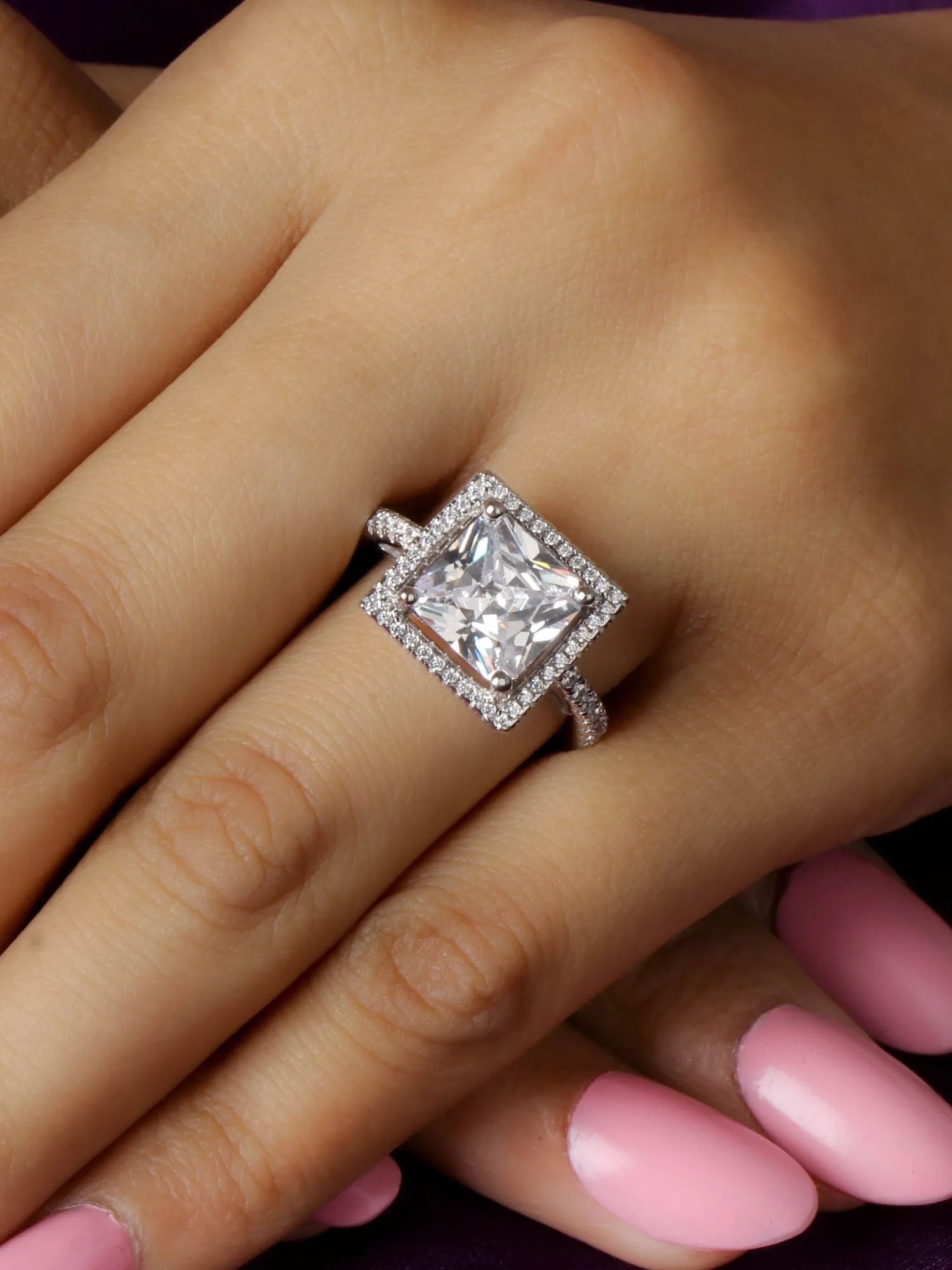 Princess Cut 3.5 Carat American Diamond Party Ring